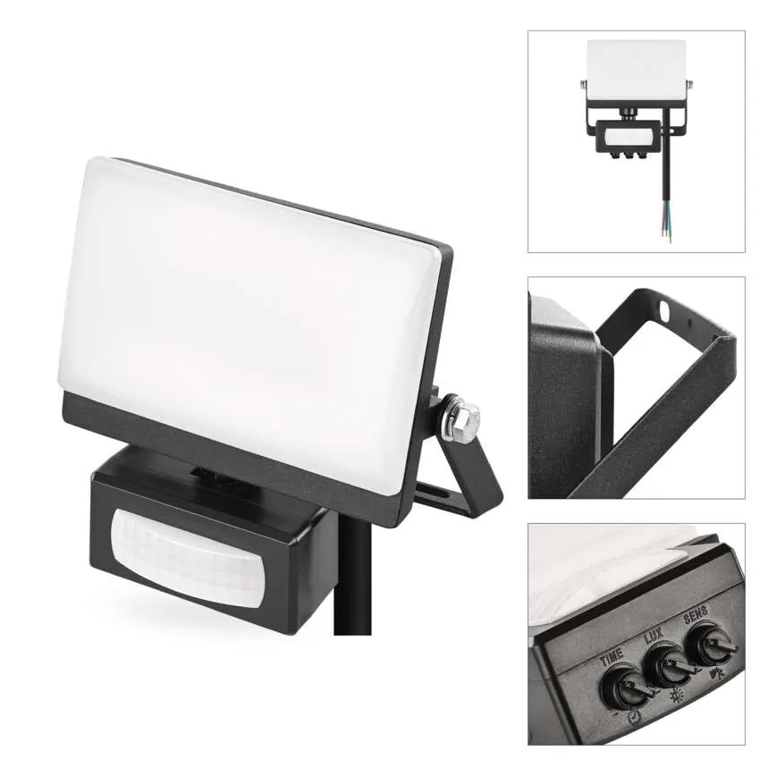 LED reflektor s pohybovým a súmrakovým senzorom TAMBO EVO LED/20W/230V 4000K IP44 čierna