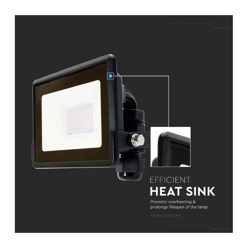 LED Reflektor s priamym napojením SAMSUNG CHIP LED/10W/230V IP65 6500K čierna