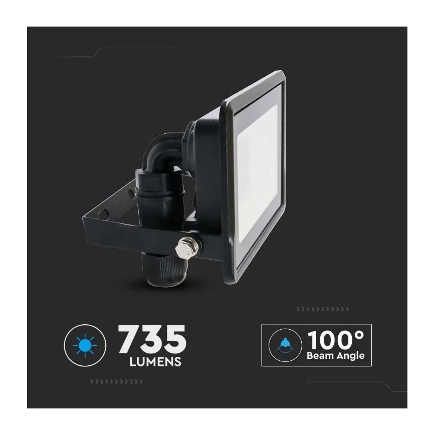 LED Reflektor s priamym napojením SAMSUNG CHIP LED/10W/230V IP65 6500K čierna