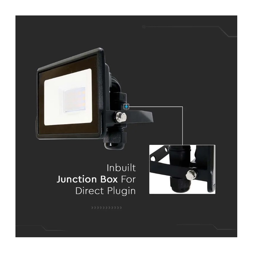 LED Reflektor s priamym napojením SAMSUNG CHIP LED/10W/230V IP65 6500K čierna
