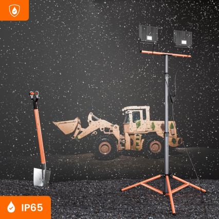 LED reflektor s stojanom 2xLED/50W/230V 4500K IP65 čierna/oranžová