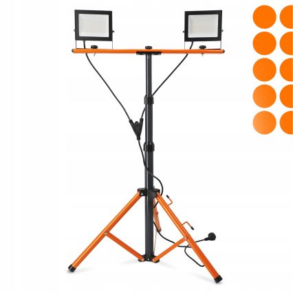 LED reflektor s stojanom 2xLED/50W/230V 4500K IP65 čierna/oranžová