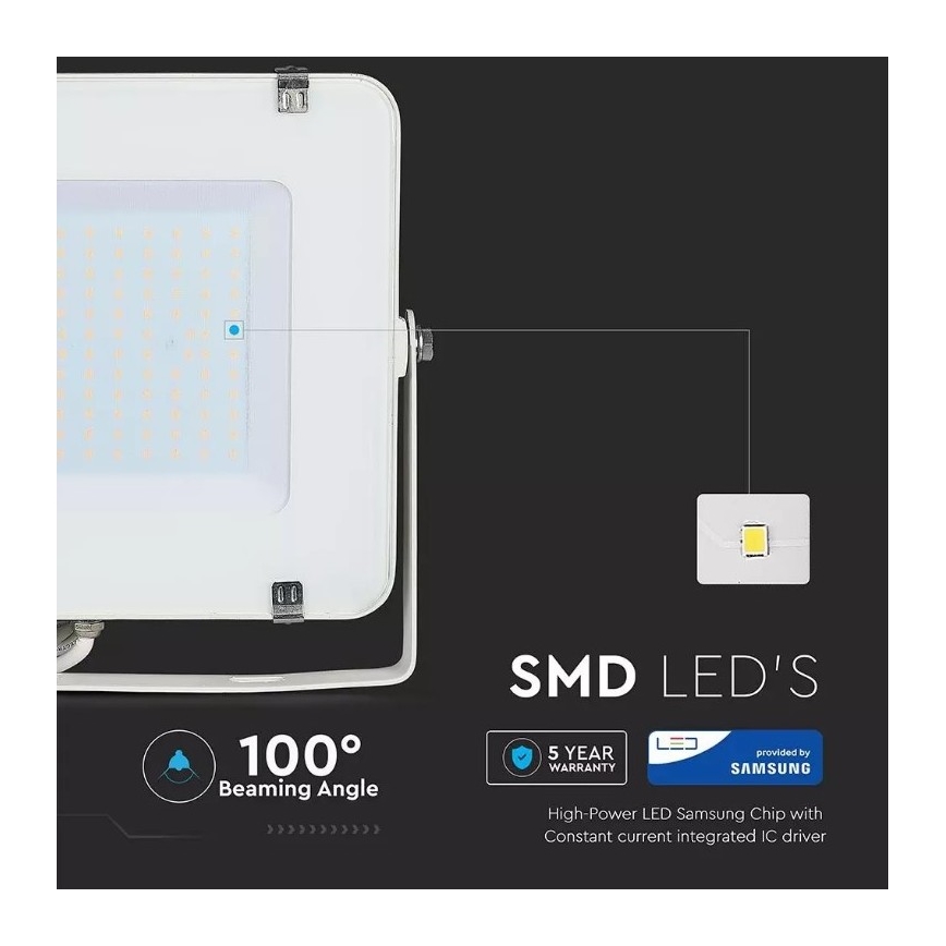 LED Reflektor SAMSUNG CHIP LED/150W/230V 3000K IP65 biela