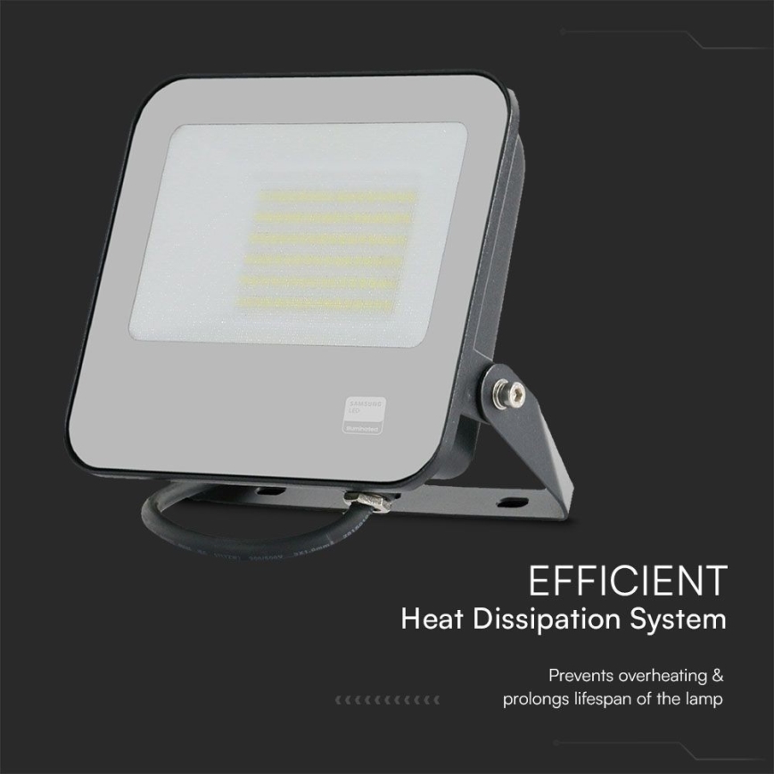 LED Reflektor SAMSUNG CHIP LED/50W/230V 4000K IP65 čierna