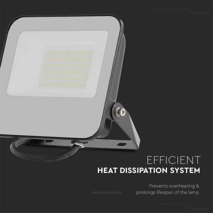 LED Reflektor SAMSUNG CHIP LED/50W/230V 4000K IP65 čierna