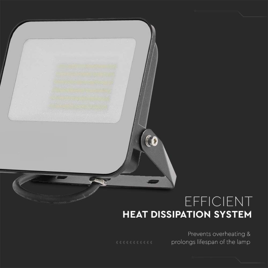 LED Reflektor SAMSUNG CHIP LED/50W/230V 4000K IP65 čierna