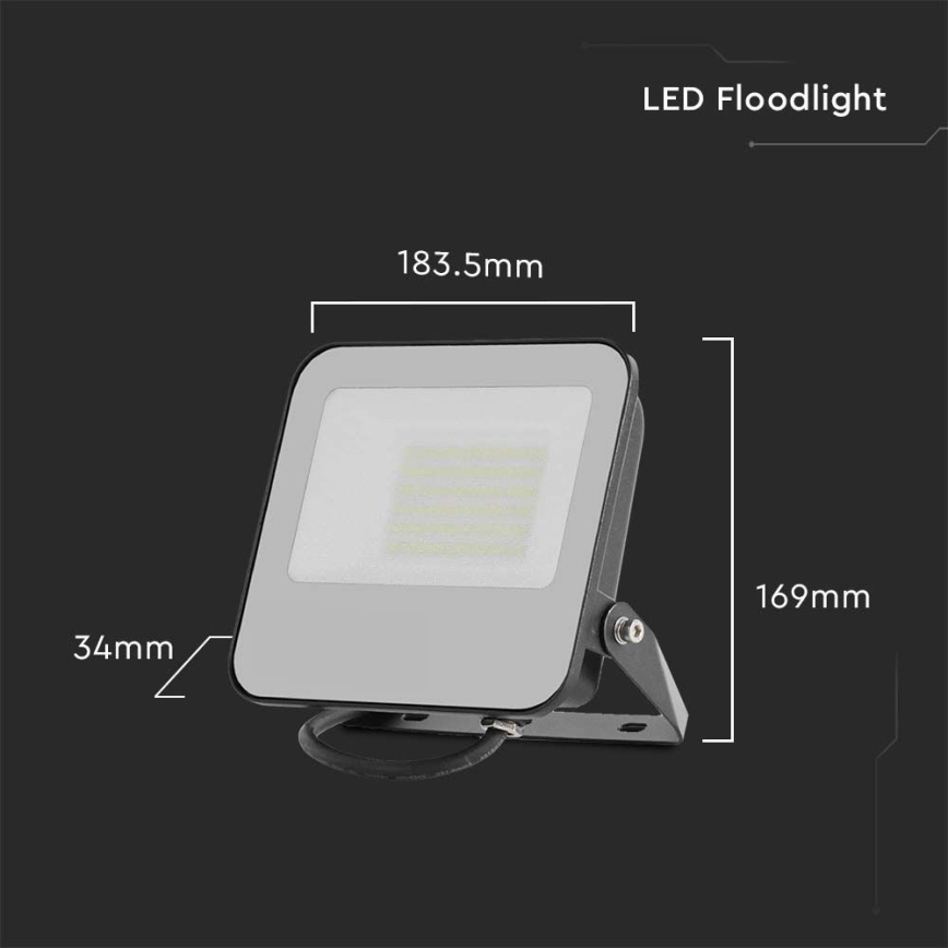 LED Reflektor SAMSUNG CHIP LED/50W/230V 4000K IP65 čierna