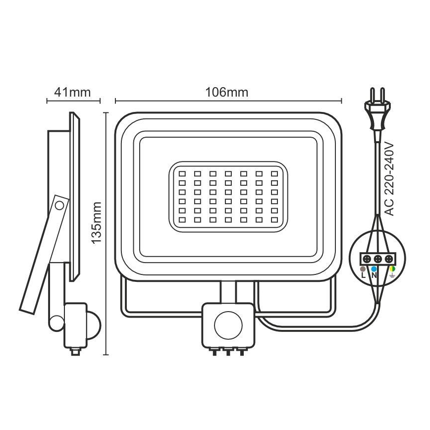 LED Reflektor so senzorom LED/10W/230V 4000K IP44