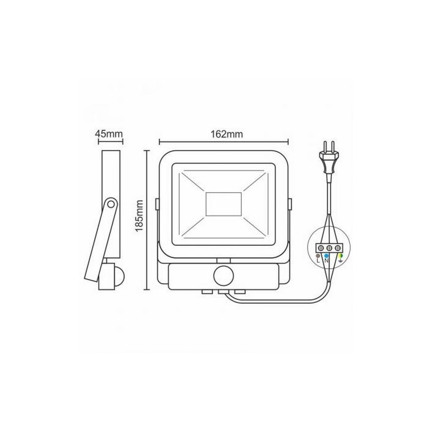 LED Reflektor so senzorom LED/20W/265V 1800lm biela IP65