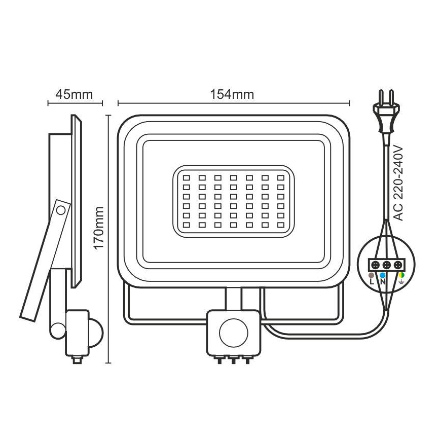 LED Reflektor so senzorom LED/30W/230V 4000K IP44