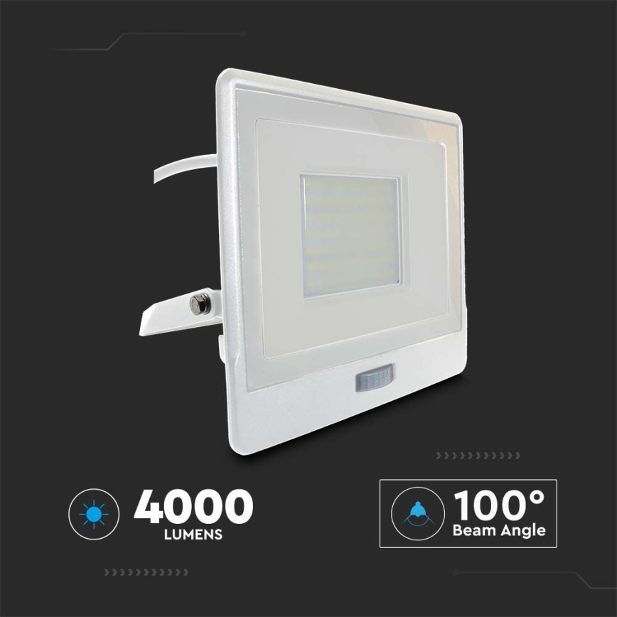 LED Reflektor so senzorom LED/50W/230V 4000K IP65 biela