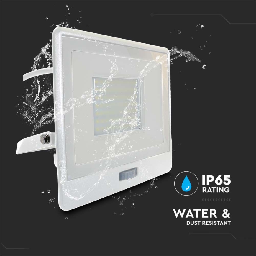LED Reflektor so senzorom LED/50W/230V 4000K IP65 biela