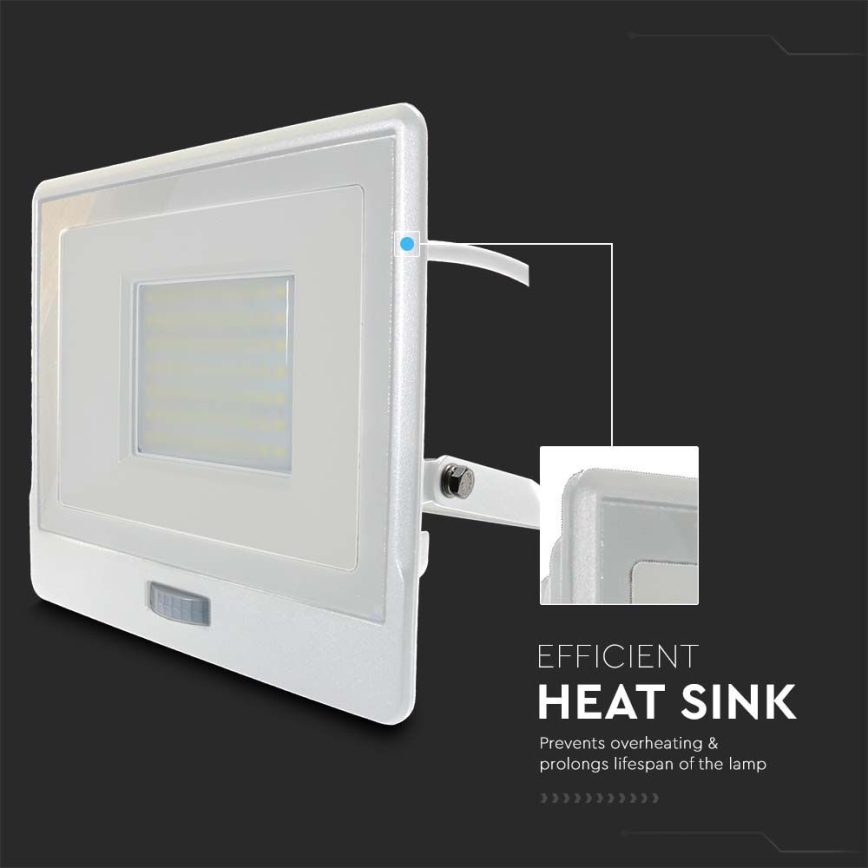 LED Reflektor so senzorom LED/50W/230V 4000K IP65 biela