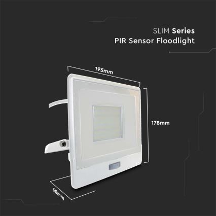 LED Reflektor so senzorom LED/50W/230V 4000K IP65 biela