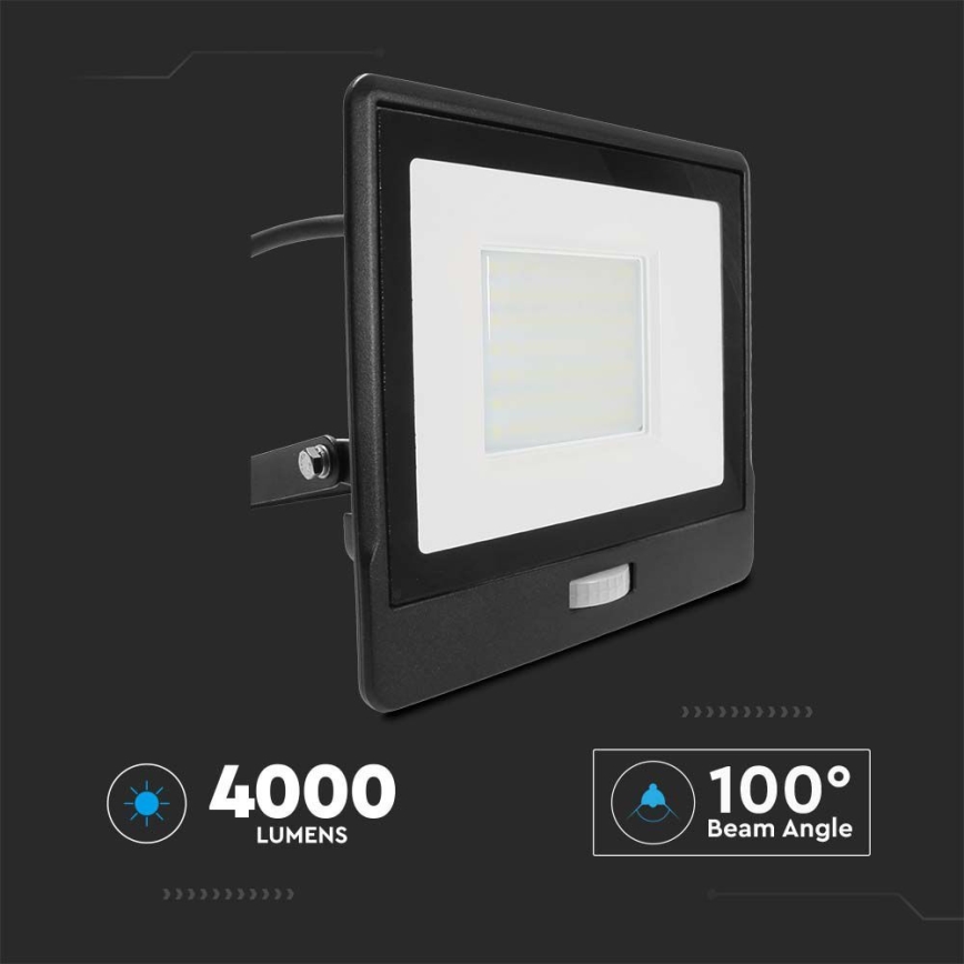 LED Reflektor so senzorom LED/50W/230V 6500K IP65 čierna