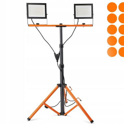 LED reflektor so stojanom 2xLED/100W/230V 4500K IP65 čierna/oranžová