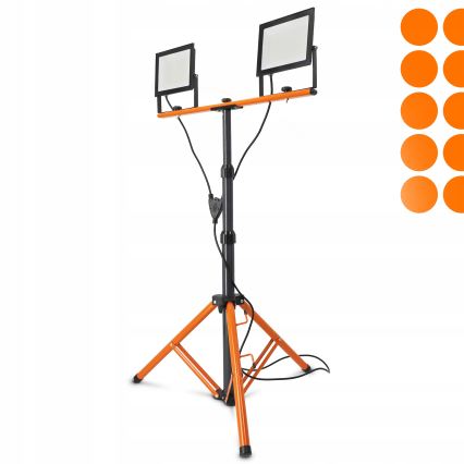 LED reflektor so stojanom 2xLED/100W/230V 4500K IP65 čierna/oranžová