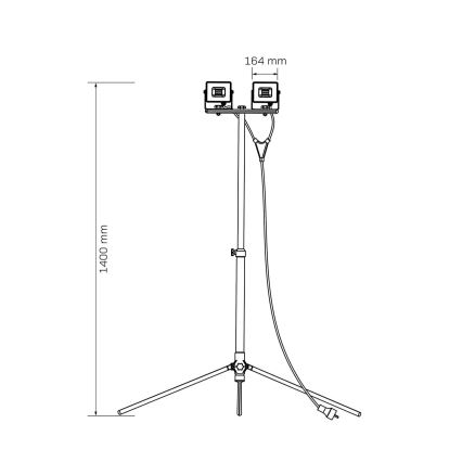 LED reflektor so stojanom 2xLED/30W/230V 6500K IP65 žltý