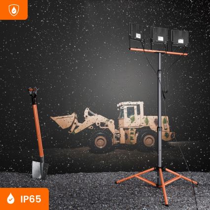 LED reflektor so stojanom 3xLED/100W/230V 4500K IP65 čierna/oranžová