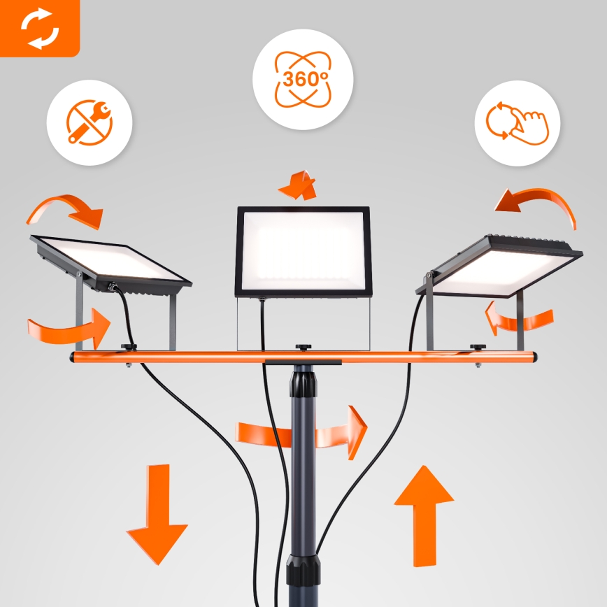 LED reflektor so stojanom 3xLED/100W/230V 4500K IP65 čierna/oranžová