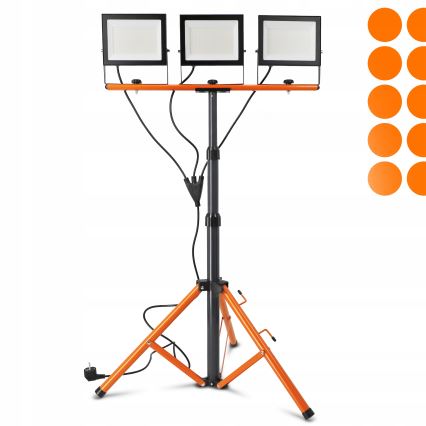 LED reflektor so stojanom 3xLED/100W/230V 4500K IP65 čierna/oranžová