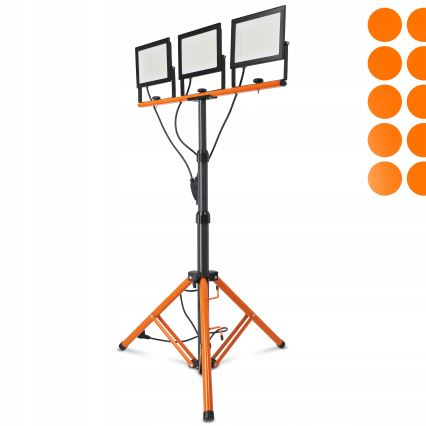 LED reflektor so stojanom 3xLED/100W/230V 4500K IP65 čierna/oranžová