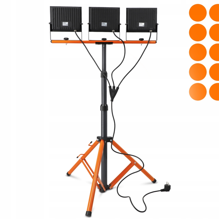 LED reflektor so stojanom 3xLED/100W/230V 4500K IP65 čierna/oranžová