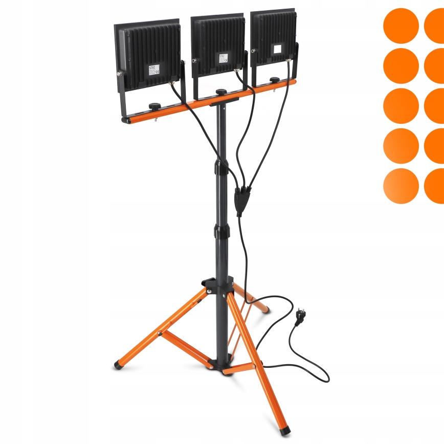 LED reflektor so stojanom 3xLED/100W/230V 4500K IP65 čierna/oranžová