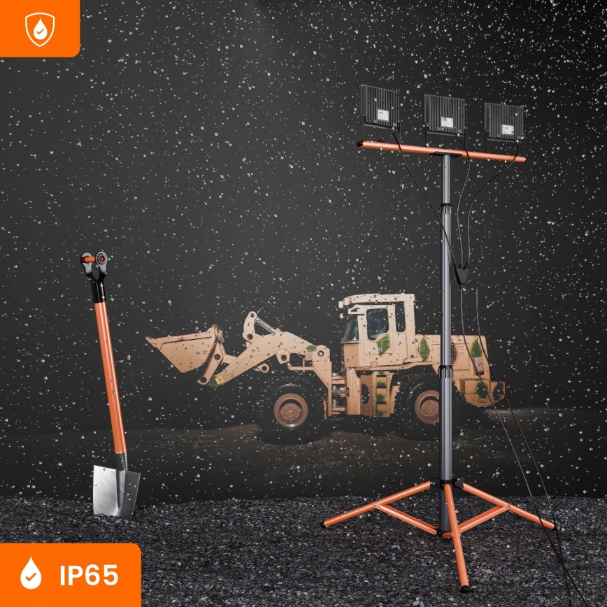 LED reflektor so stojanom 3xLED/50W/230V 4500K IP65 čierna/oranžová
