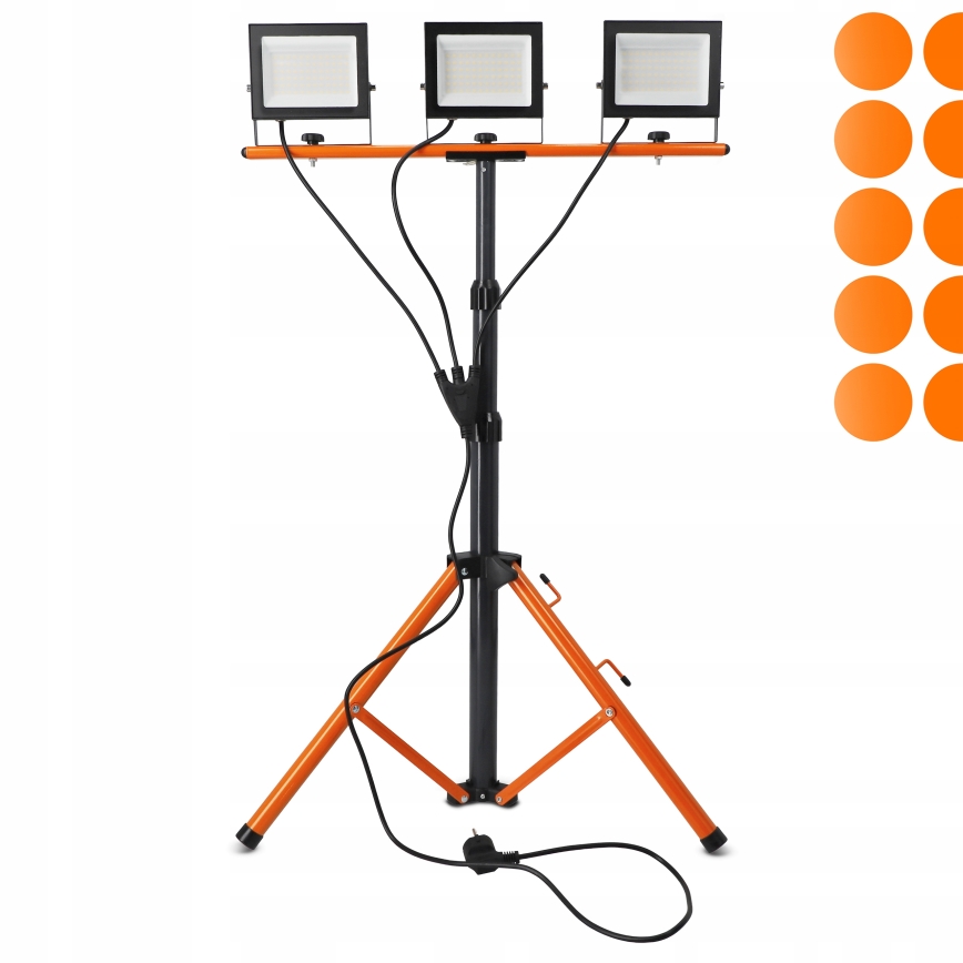 LED reflektor so stojanom 3xLED/50W/230V 4500K IP65 čierna/oranžová
