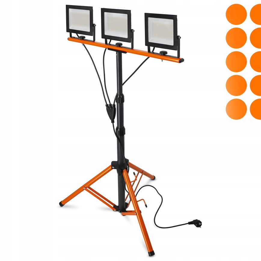 LED reflektor so stojanom 3xLED/50W/230V 4500K IP65 čierna/oranžová