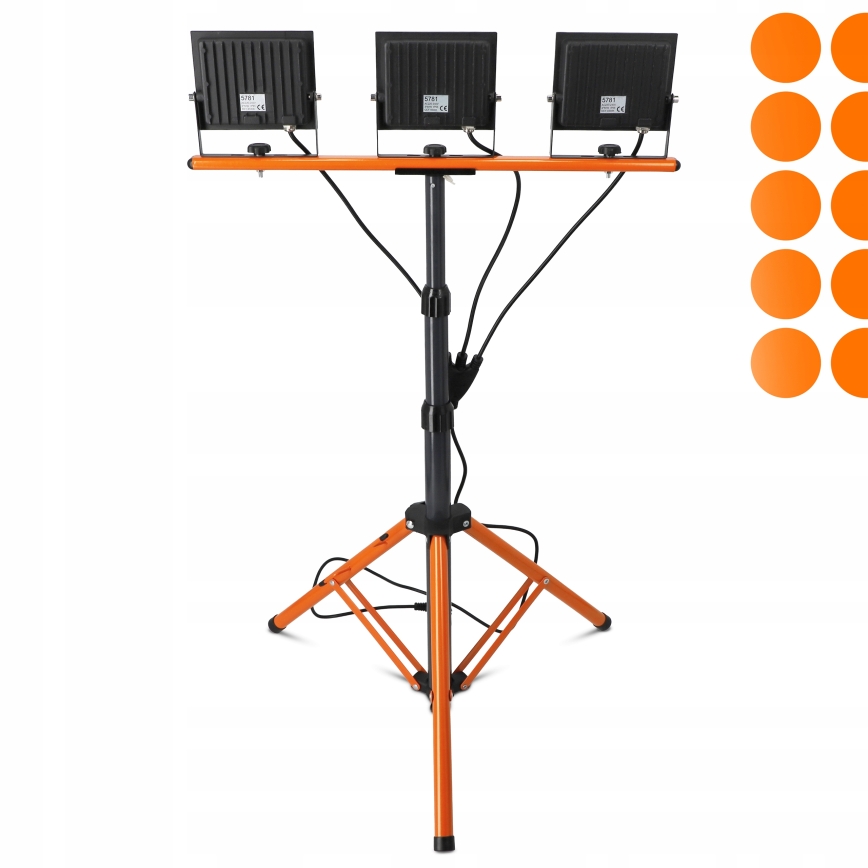 LED reflektor so stojanom 3xLED/50W/230V 4500K IP65 čierna/oranžová