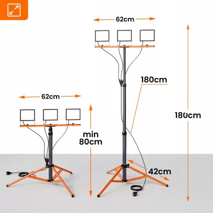 LED reflektor so stojanom 3xLED/50W/230V 4500K IP65 čierna/oranžová
