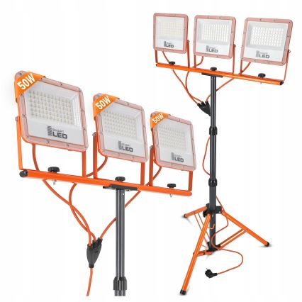 LED reflektor so stojanom 3xLED/50W/230V 4500K IP65 oranžový