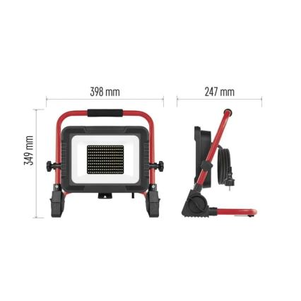 LED reflektor so stojanom ELION LED/100W/230V 4000K IP65 červená/čierna