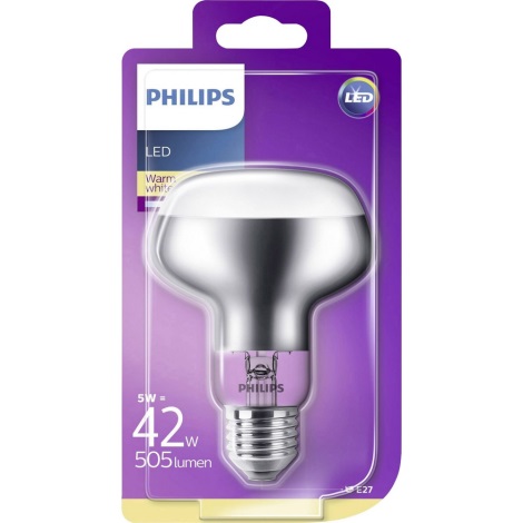 LED Reflektorová žiarovka Philips R80 E27/5W/230V 2700K
