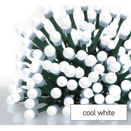 LED reťaz 200xLED/8 funkcií 20m IP44 studená biela