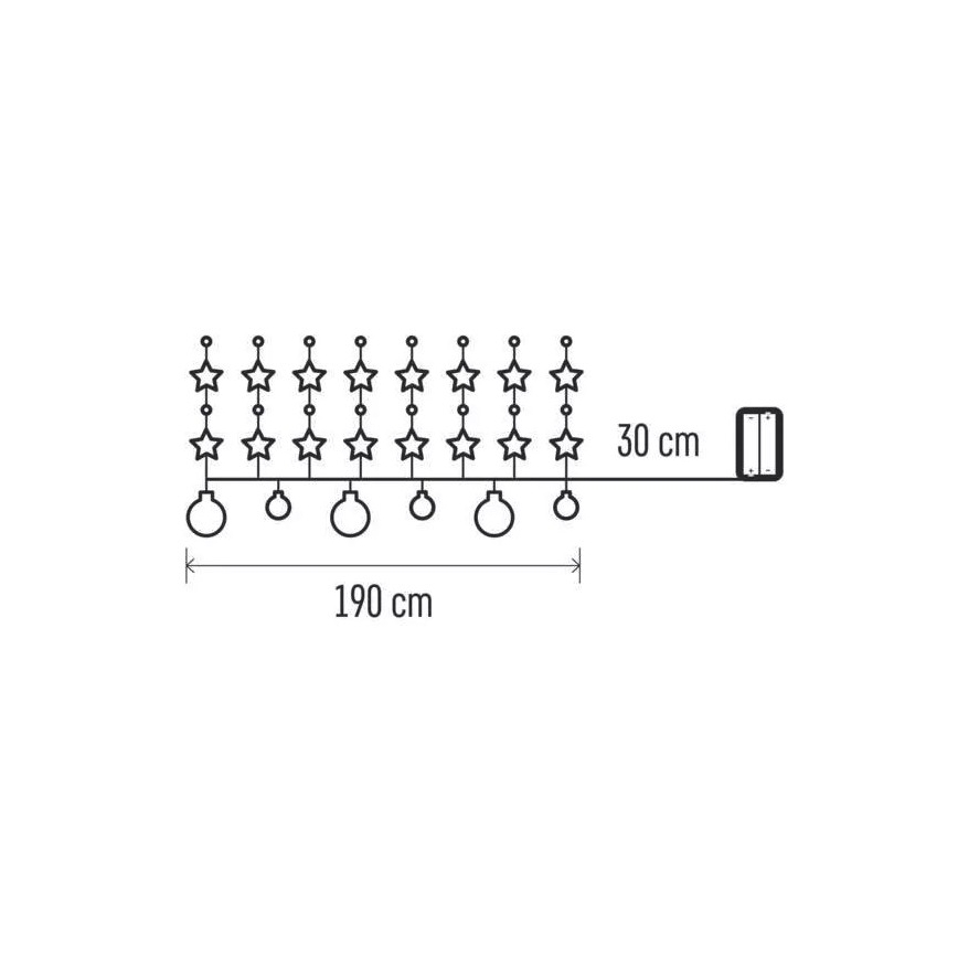 LED reťaz 20xLED/2xAA 2,2 m teplá biela