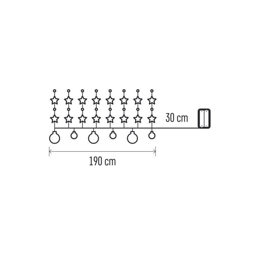 LED  reťaz 20xLED/2xAA 2,2 m teplá biela