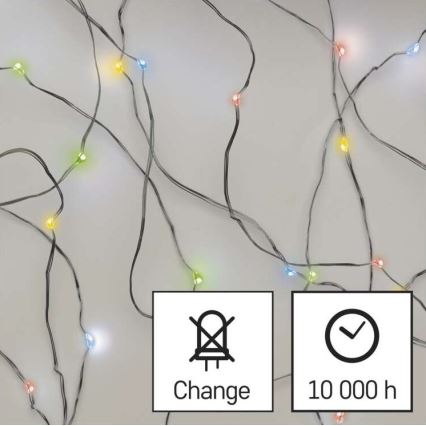 LED reťaz 20xLED/2xAA 2,4m viacfarebná
