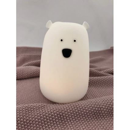 LED RGB Detská dotyková lampička BEAR LED/0,8W/5V biela + USB