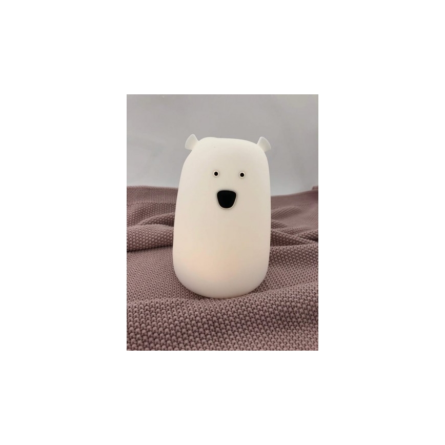 LED RGB Detská dotyková lampička BEAR LED/0,8W/5V biela + USB