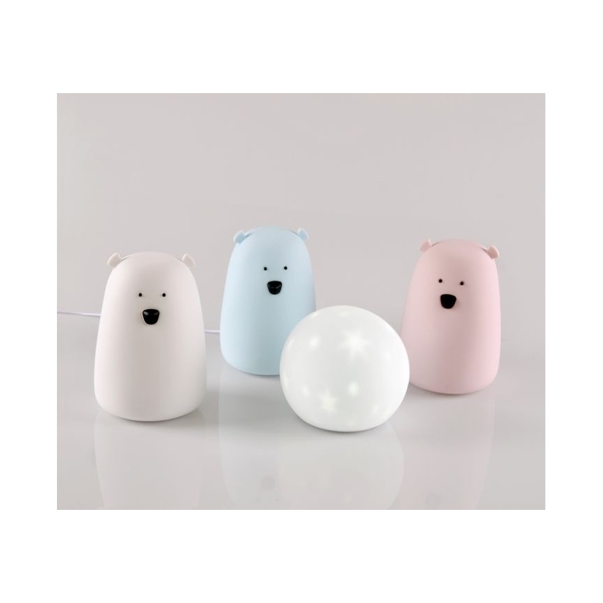 LED RGB Detská dotyková lampička BEAR LED/0,8W/5V biela + USB