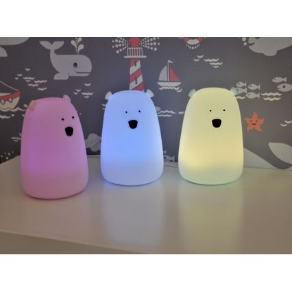 LED RGB Detská dotyková lampička BEAR LED/0,8W/5V modrá