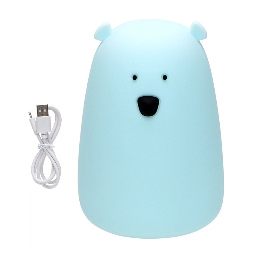 LED RGB Detská dotyková lampička BEAR LED/0,8W/5V modrá