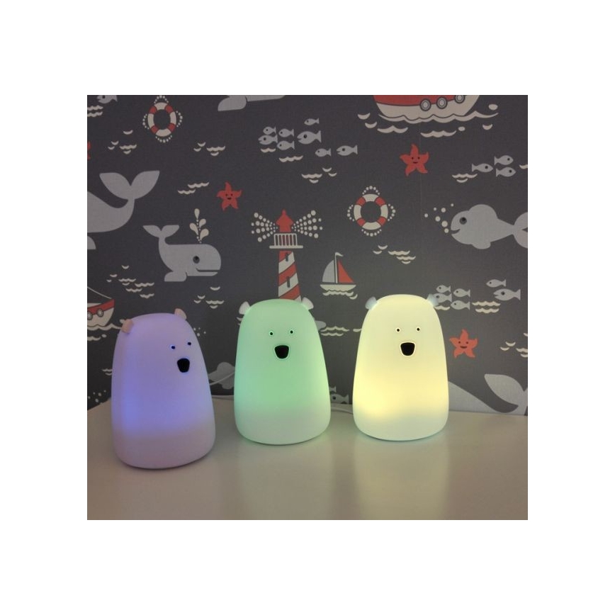 LED RGB Detská dotyková lampička BEAR LED/0,8W/5V ružová + USB
