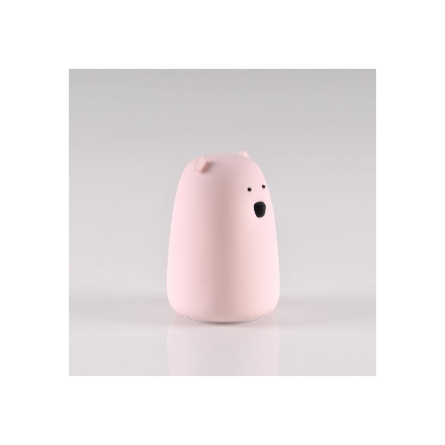 LED RGB Detská dotyková lampička BEAR LED/0,8W/5V ružová + USB