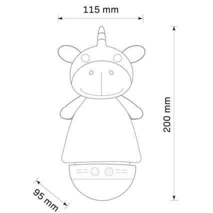 LED RGB Detská nočná lampička s melódiou 3xAAA/5V jednorožec