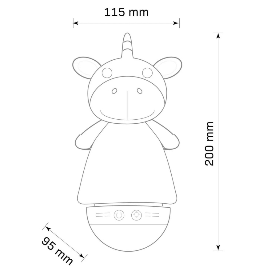 LED RGB Detská nočná lampička s melódiou 3xAAA/5V jednorožec
