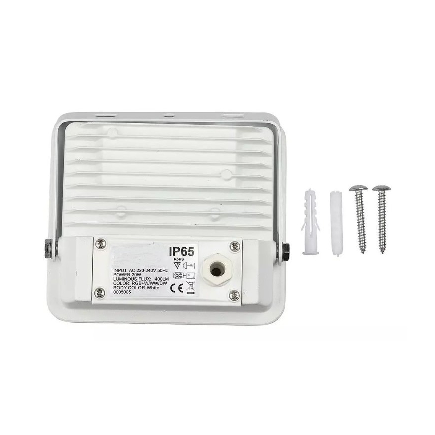 LED Inteligentný stmievateľný RGB reflektor LED/20W/230V IP65 biela
